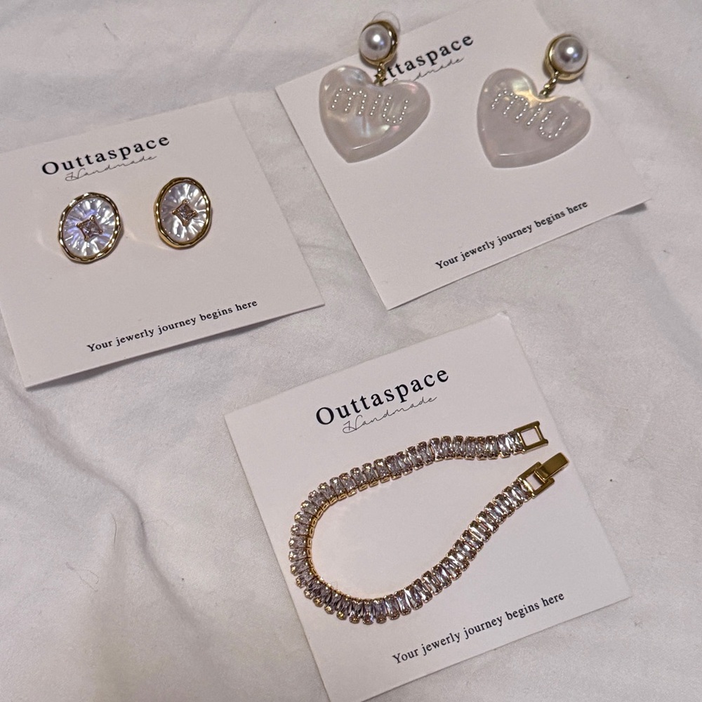 Pearl Earrings & Diamond Bracelet